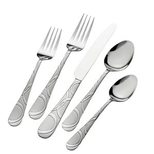 Ensemble de couverts en acier inoxydable avec poignée de designer à motifs royaux, ensemble de couverts élégants, couverts en nickel poli argenté - Product Image 4