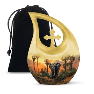 Contenedor de tortuga de la mejor calidad, urna de cremación con gotas de lágrima para cenizas humanas, urna cruzada decorativa con bolsa de terciopelo gratis - Product Image 3