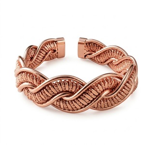 Bracelet en cuivre pur tressé torsadé pour homme, fait main, unisexe, thérapie magnétique, soulagement de l'arthrite et de la douleur - Product Image 6