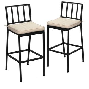 Moderne sedie da bar in 2 pezzi, struttura in metallo resistente, per interni ed esterni, resistente a tutte le condizioni atmosferiche, sedile in PU staccabile - Product Image 6