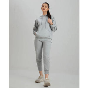 Custom Women’s Gray Tracksuit <b>Set</b> Zip Hoodie <b>Jogger</b> Pants <b>Matching</b> Casual Sportswear Two Piece Athletic Outfit - Product Image 1