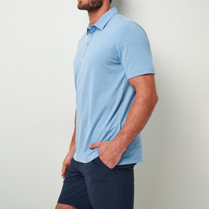 Men’s Light Blue Polo <b>Shirt</b> Premium Casual Short Sleeve <b>Collared</b> <b>T</b> <b>Shirt</b> Soft Breathable Fabric Classic Button Placket Slim Fit - Product Image 2