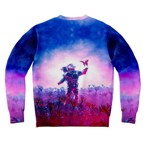 Sudadera de Manga Larga para Hombre, Sublimada, Cuello Redondo, Corte Regular, Poliéster, Informal, con Diseño de Astronauta y Mariposa - Product Image 4