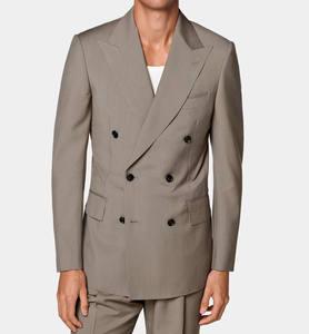 Nouvelle Collection Respirante – Costume Marron Tendance Double Boutonnage de Qualité Supérieure pour Soirée – Coupe Slim Taupe – Costume Homme Personnalisable avec Logo OEM - Product Image 3
