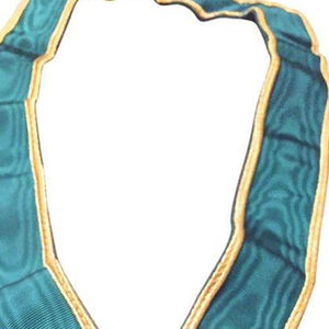 Custom Masonic Apron V-Shaped Teal with Gold Embroidered Laurel Badge <b>Sew</b>-On Fabric Garment Accessory Classical Style - Product Image 4