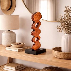 Modern Wooden Abstract Sculpture Decorative Table Ornament Console Shelf Home Decor - Product Image 1
