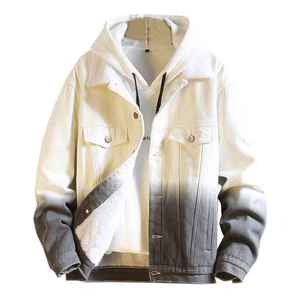 Wholesale Custom Coated Breathable Eco-Friendly Windproof Denim Jackets Men Stand Collar Front Logo Winter Fashion Street Wear - Product Image 6