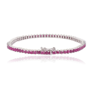 Nouveautés Vente en gros d'usine Bracelet tennis fin et minimaliste en argent 925 avec rubis naturel taille princesse pierre de naissance de juillet - Product Image 3