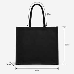 Sac fourre-tout promotionnel en toile noire laminée 300GSM 40x35x16cm avec poignée rembourrée, logo personnalisé, vente en gros, fabricant, exportateur - Product Image 2
