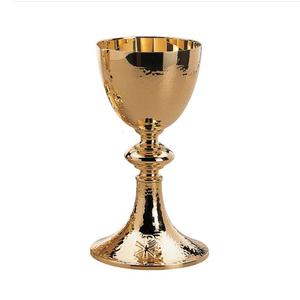 Cáliz antiguo. Este cáliz grabado en relieve, chapado en oro y plata, es hecho a mano con latón de alta calidad para regalo religioso. - Product Image 2