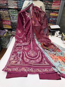 Embroidered Pure Lawn Cotton Indian Pakistani <b>Women</b> Wear Straight <b>Kurta</b> Salwar Kameez Muslim Dress Summer Collection - Product Image 2