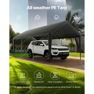 Tettoia per Auto da Esterno 3x6 Metri Rinforzata, Zincata, Stile Singolo, Resistente ai Raggi UV e all'Acqua, con Telo in Policarbonato - Product Image 5