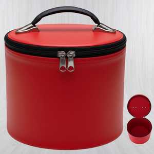 Estuche Redondo Rojo de Poliéster con Cierre de Cremallera, Diseño Duradero para Bordados y Manualidades, Premium - Product Image 1