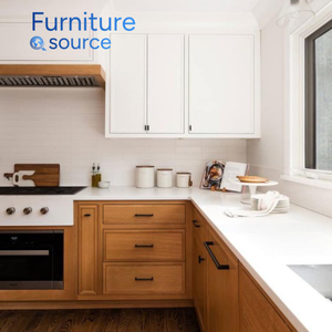 Base en bois d'armoires de cuisine en forme de L blanches minimalistes avec rangement mural pour fabricant OEM ODM d'appartement au Vietnam - Product Image 1