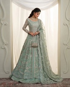 Elegant Mint <b>Green</b> <b>Silk</b> Lehenga Choli Embroidery Floor-Length Traditional Wedding Dress for Women India Pakistan Party High - Product Image 2