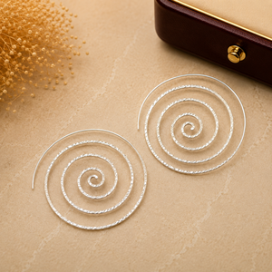 Boucles d'oreilles créoles spirales plaquées or pour femmes, style bohème, bijoux fantaisie en alliage - Product Image 3