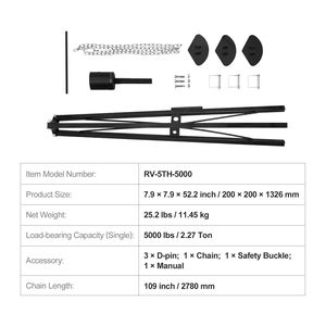 Stabilizzatore a Treppiede per Rimorchio Camper, Capacità di Carico 5000 LBS, Altezza Regolabile 35"-57", Accessori Esterni Stabilizzatori a Collo d'Oca - Product Image 4