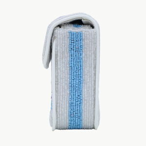 Bolso de hombro con cuentas y diseño de patrón de peces, bolso de playa bohemio para mujer, cierre de solapa con una sola correa - Product Image 6