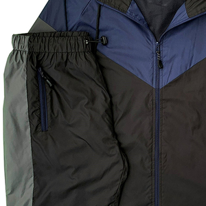Conjunto Deportivo Unisex Cortavientos con Capucha, Bloques de Color, Cierre de Cremallera Completo, Ligero, de Poliéster, para Otoño - Product Image 5