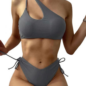 Conjunto de Bikini de 2 Piezas con Tanga Sólida para Mujer, Traje de Baño Ecológico 2024 para Playa - Product Image 2