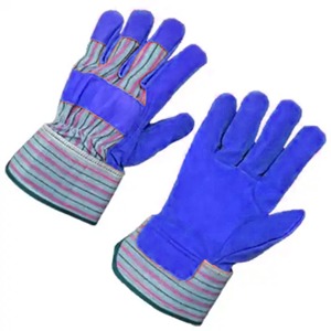 Guantes de Trabajo de Cuero Completos con Puño a Rayas Naranjas, Protección Unisex para Exteriores en Todas las Estaciones - Product Image 2