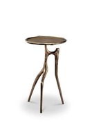 Table console en laiton faite à la main avec base sur piédestal, design éclectique, finition antique, meubles de salon