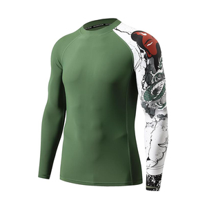 Custom Design Men's Long Sleeve Rashguard BJJ Compression Wear 100% Polyester Premium Quality OEM Service <b>Heat</b>-Transfer Printed - Product Image 1