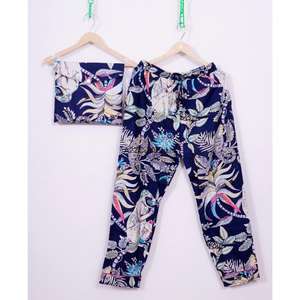 Conjunto de Pijama para Mujer, Hecho a Mano, con Estampado Floral Romántico, Manga Tres Cuartos, Cuello en V, Cintura Elástica, Suave, Transpirable y de Secado Rápido - Product Image 3