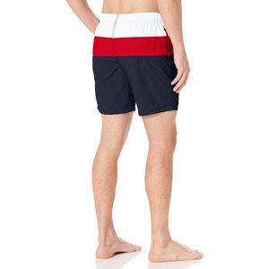 Short de bain décontracté et résistant à séchage rapide 100 % polyester personnalisable, taille mi-haute avec cordon de serrage, coupe stable pour piscine et plage - Product Image 2