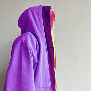 Custom Logo Color Block 3 Zip Design 100% Cotton French Terry Oversized Triple Layer Hoodie with Cut Sew Zipper for Men - Product Image 5