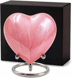 Urna Funeraria de Corazón Blanco Perla para Cenizas Humanas con Soporte de Metal Cromado, Urna Conmemorativa Clásica de Aluminio Personalizada para Cenizas de Adultos - Product Image 5