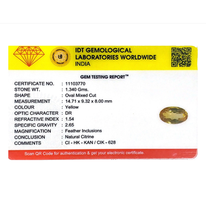 Natural Citrine Loose Gemstone 6.7 Carat Cat's Eye Yellow Certified Wholesale - Product Image 4