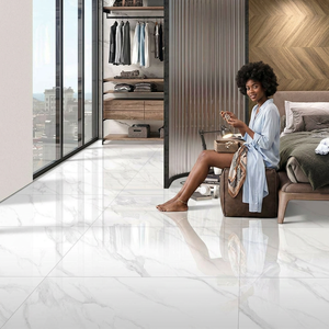 Carreaux de porcelaine Statuario Blanc Glaciar 600x1200mm, aspect marbre premium, colle pour carreaux de sol et mur de salle de bain, collection Firebrick - Product Image 6