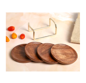 Posavasos de Madera con Soporte, Logotipo Grabado Personalizado, Posavasos de Madera de Primera Calidad, Mejor Precio - Product Image 1
