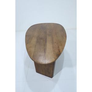 Table à manger ovale moderne de style mid-century en bois de noyer et de mangue, avec plateau double courbé et piétement sur piédestal en bois, pour la maison et l'hôtel - Product Image 3