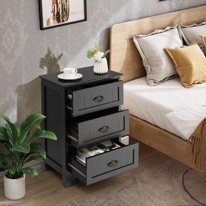 Mesita de Noche Moderna de Madera con 3 Cajones y Almacenamiento para Dormitorio y Hotel - Product Image 2