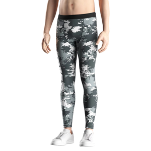 Pantalon de compression pour homme à imprimé camouflage, taille élastique, séchage rapide, coupe sportive, léger, idéal pour l'été - Product Image 1