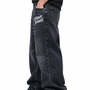 Pantalon Baggy Homme Jambe Large en Denim Délavé – Style Urbain Coton pour l'Automne - Product Image 3