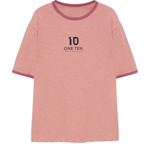 T-shirt côtelé contrastant pour homme, manches courtes, col rond, texture décontractée, bicolore, tricot extensible, léger, respirant, personnalisable - Product Image 1