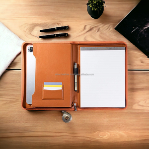 Custom Logo zipper Closure Genuine Leather Tan Business Portfolio Fashionable Portable Organizer <b>File</b> Folder Travel Tab <b>Case</b> - Product Image 6