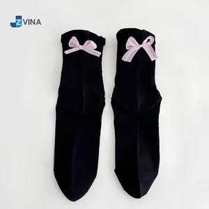 Chaussettes personnalisées pour femmes JZVINA, décorées d'un nœud rose, respirantes, en coton tricoté et fibre de bambou, élégantes pour un usage quotidien au printemps - Product Image 2