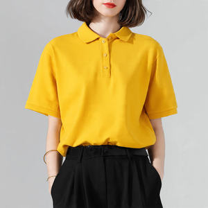 Camisetas Polo Oversize de Algodón para Mujer, Estilo Urbano de Gran Gramaje, Ajuste Holgado, Hombro Caído, Camisetas Polo de Verano para Mujer - Product Image 6