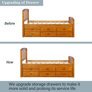 ORISFUR Letto con Piattaforma in Legno Massello e 6 Cassetti, Misura Twin - Product Image 5