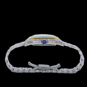 Montre élégante pour femme en acier inoxydable, boîtier rectangulaire, lunette sertie de diamants, verre saphir, affichage analogique, fermoir bijou, 20 mm - Product Image 2