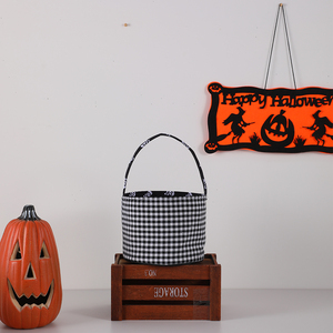 Popular fantasma esqueleto caramelo para bebé bolsa de regalo lienzo doble cara Rosa negro Halloween cubos Decoración - Product Image 3