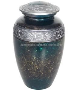 Urna de Latón Azul y Plateada de Edición Limitada, Diseño Moderno, Florero de Mesa para Cenizas Funerarias, Alta Calidad, Hecho a Mano, Ecológico - Product Image 3