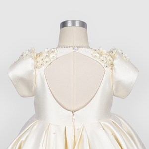 Robe Couture Fleur de Perle pour Filles, ODM, Broderie Florale Faite Main, Automne, 100% Coton Taffetas, Écologique, Longueur Mi-Mollet - FC015 - Product Image 6
