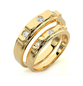 925 Sterling Silver Gold Plated Geometric <b>Couple</b> <b>Rings</b> - Product Image 2