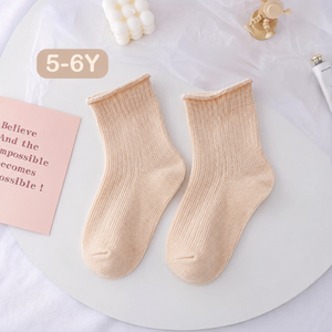 BOHOPANNA Chaussettes pour enfants en tissu doux de qualité supérieure, flexibles, confortables au quotidien, couleur magnolia, taille 5 6Y, certifiées SNI, norme de qualité - Product Image 1