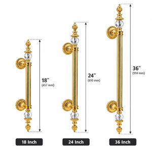 Poignée de porte en laiton massif et cristal Luminor Luxury, longue, dorée, pour entrée, moderne, robuste, HI-SAFE HS-5005 - Product Image 3